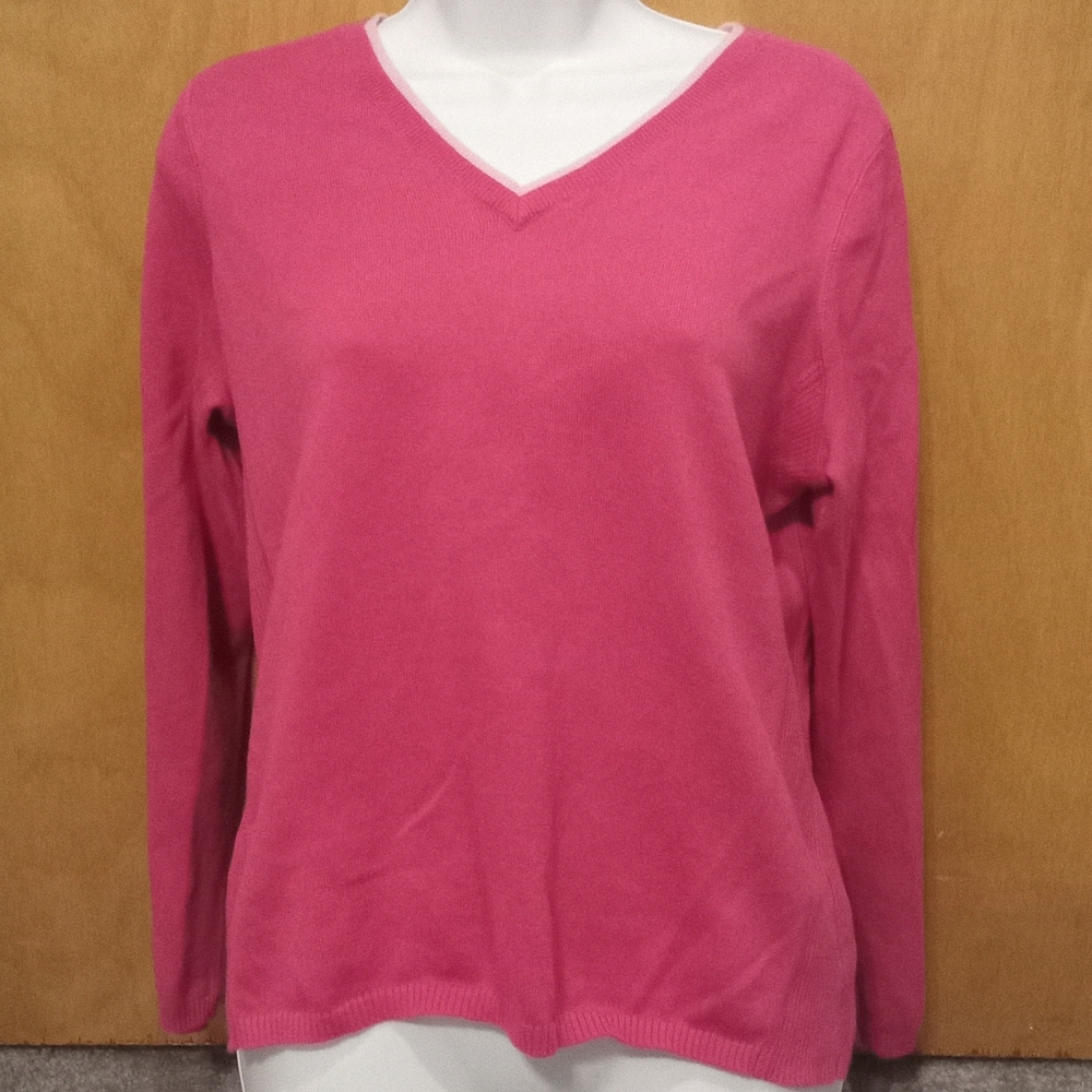 Wmns Lg Pink IZOD VNeck Sweater